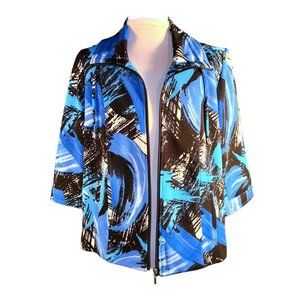 N Touch Petite Blue Black Zip Up Jacket Women Size PS